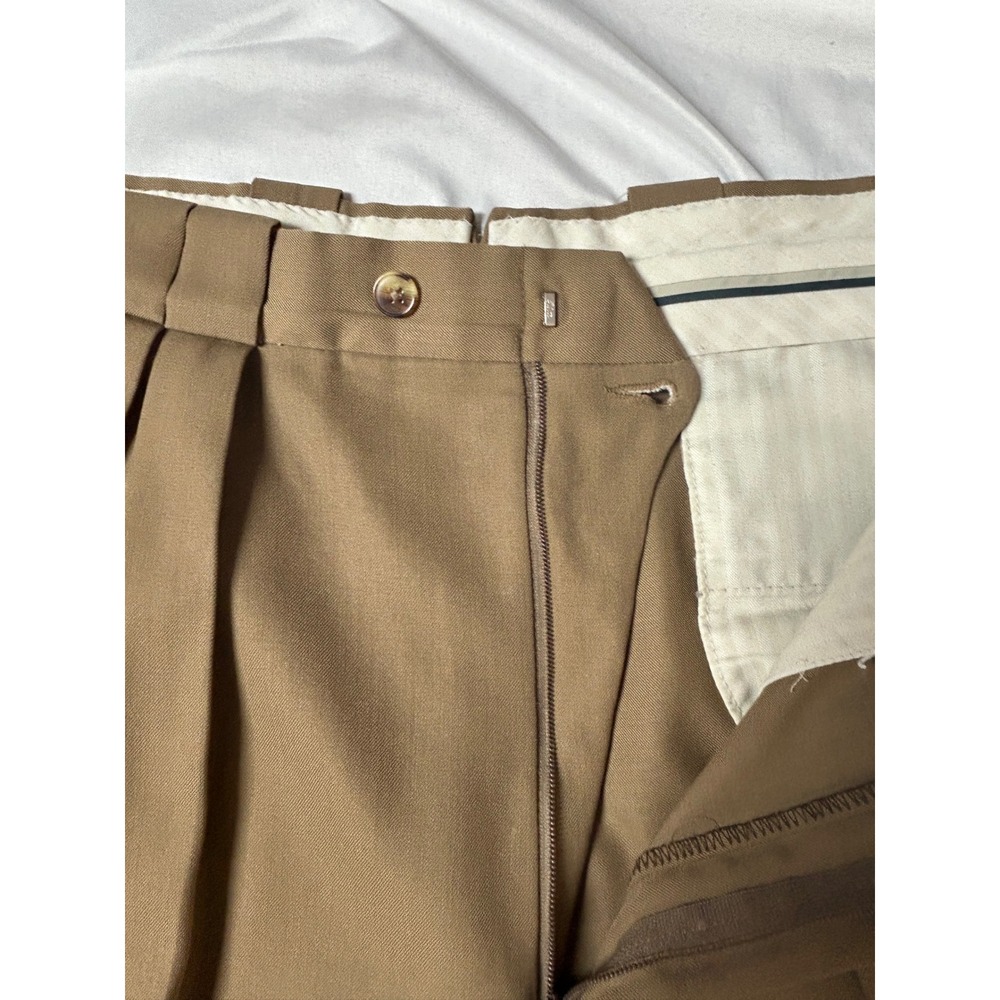 Vintage Bachrach Mens Brown Pleated Wool Dress Pants Made in USA Trousers 34x32 - Picture 4 of 16